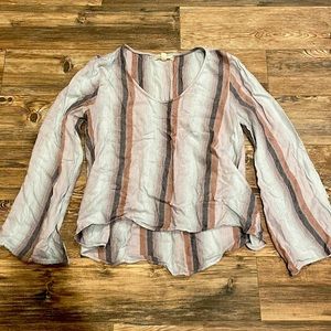 Float retro bell sleeve super soft rayon stripped shirt size M